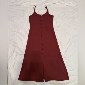 LOFT Burgundy Maxi Dress with Button Detail